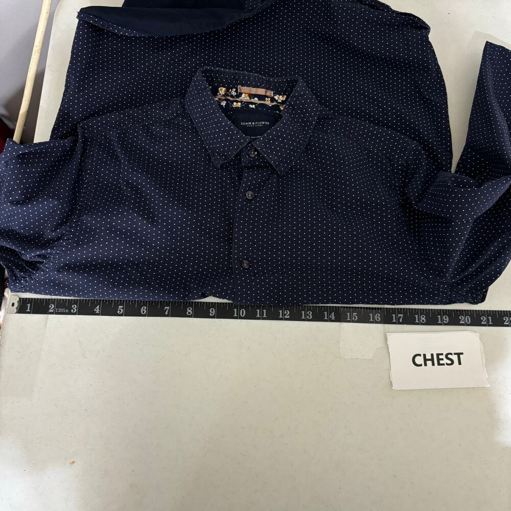 Denim & Flower Mens Blue Polka Dot Button Up Shirt Small Casual Preppy Cotton - Picture 5 of 11